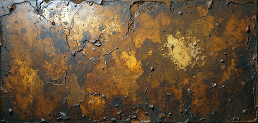 Naklejka premium Vintage Rusted Iron Surface Background with Weathered and Grunge Effect - Patterns Background