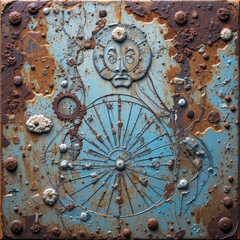 Obraz premium Vintage Rusted Iron Surface Background with Weathered and Grunge Effect - Patterns Background