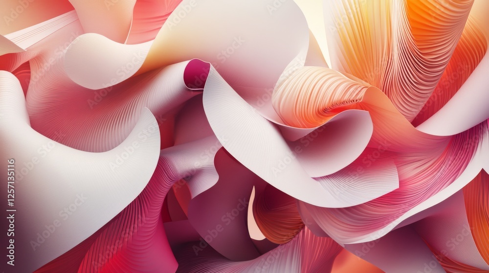 Poster gradient-filled polygons with smooth lines and subtle shadows, arranged to create a modern, abstract