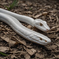 Fototapeta premium A delicate albino snake slithering slowly.