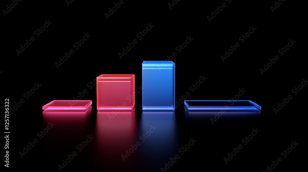Aufkleber transparent d bar graph with glowing edges, set against a dark background for a modern, tech-inspire