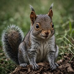 Obraz premium A newborn squirrel with big, delicate eyes.
