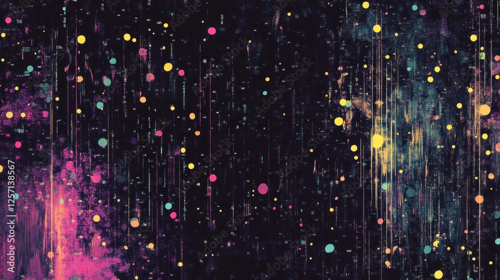 Poster Abstract digital art depicts colorful data streams and particles
