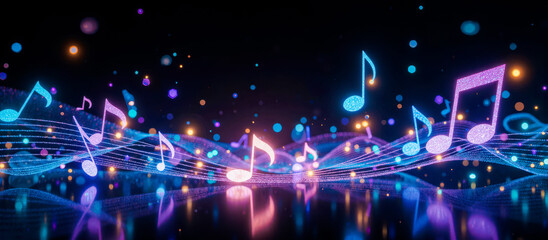 Colorful Glowing Music Notes Float