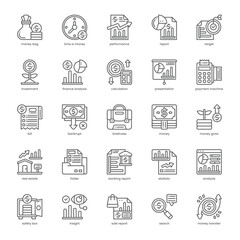 (Multiple values)Financial Report Icon pack for your website, mobile, presentation, and logo design. Financial Report Icon outline design. Vector graphics illustration and editable stroke.