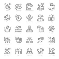 Project Management Icon pack for your website, mobile, presentation, and logo design. Project Management Icon outline design. Vector graphics illustration and editable stroke.