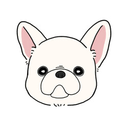 フレンチブルドッグの顔(ホワイト)