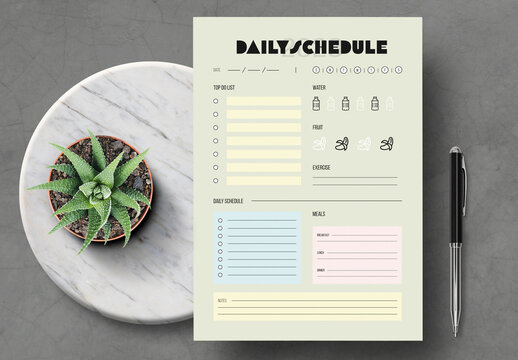 Daily Planner Template for Productivity And Wellness