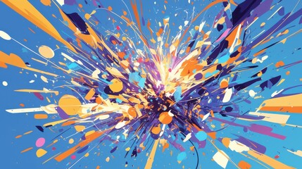 Vibrant splashes and kinetic energy abstract background with bold contrasts. Emphasizing energetic and vibrant design. Ideal for creative projects.