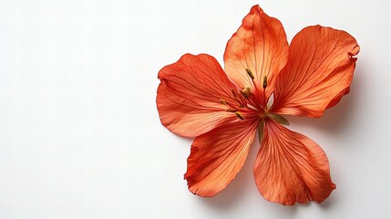 Single Vibrant Flower with Delicate Petals on White Background