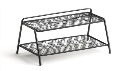 Two-Tiered Metal Organizer on White Background