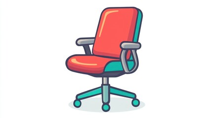 Fototapeta premium Cartoon office chair illustration, simple, colorful