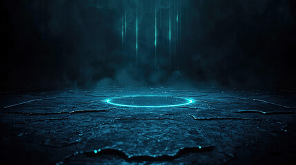 Obraz premium 3D technology abstract neon light background, empty space scene with spotlight and dark night, cyber-futuristic sci-fi background. 
