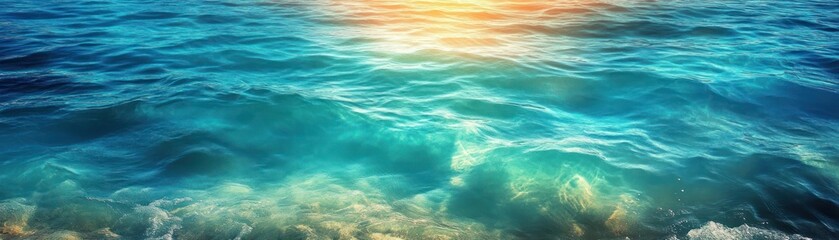 Beautiful ocean waves reflecting sunlight with vibrant colors