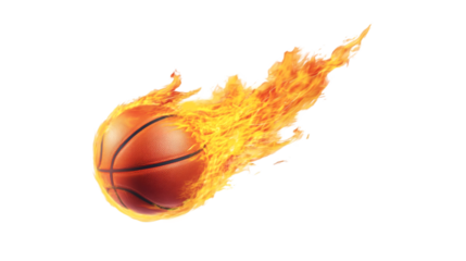 Flaming Basketball Intense Sports Action Graphic Design,