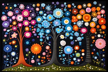 Colorful Floral Tree Artwork