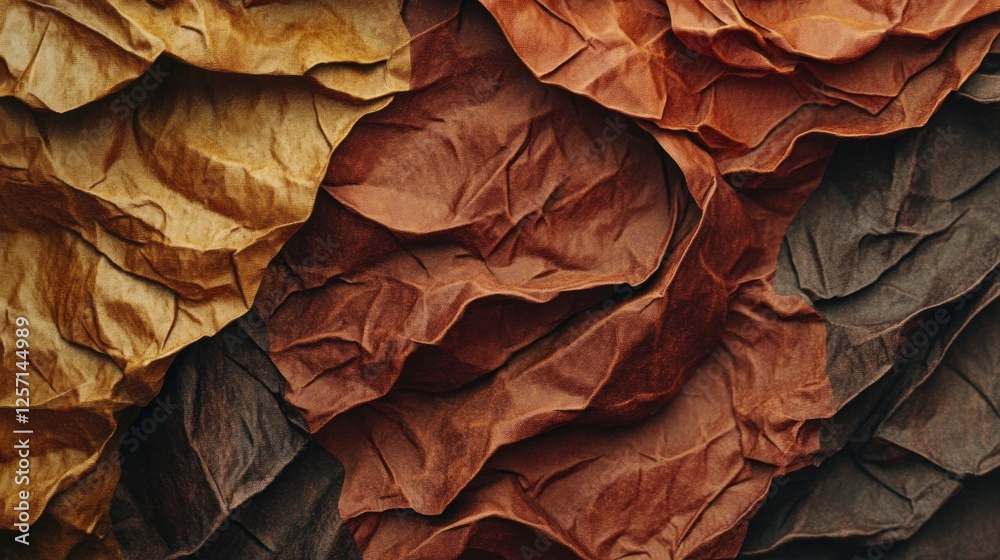 Poster crumpled earthy toned fabric creating textures and shadows
