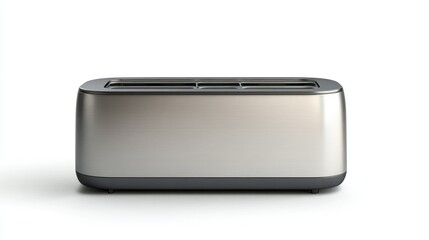 Modern toaster, metallic finish, isolated on white background, for kitchen use