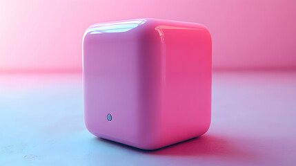 3D Illustration Pink Cube Minimalist Design Technology Concept