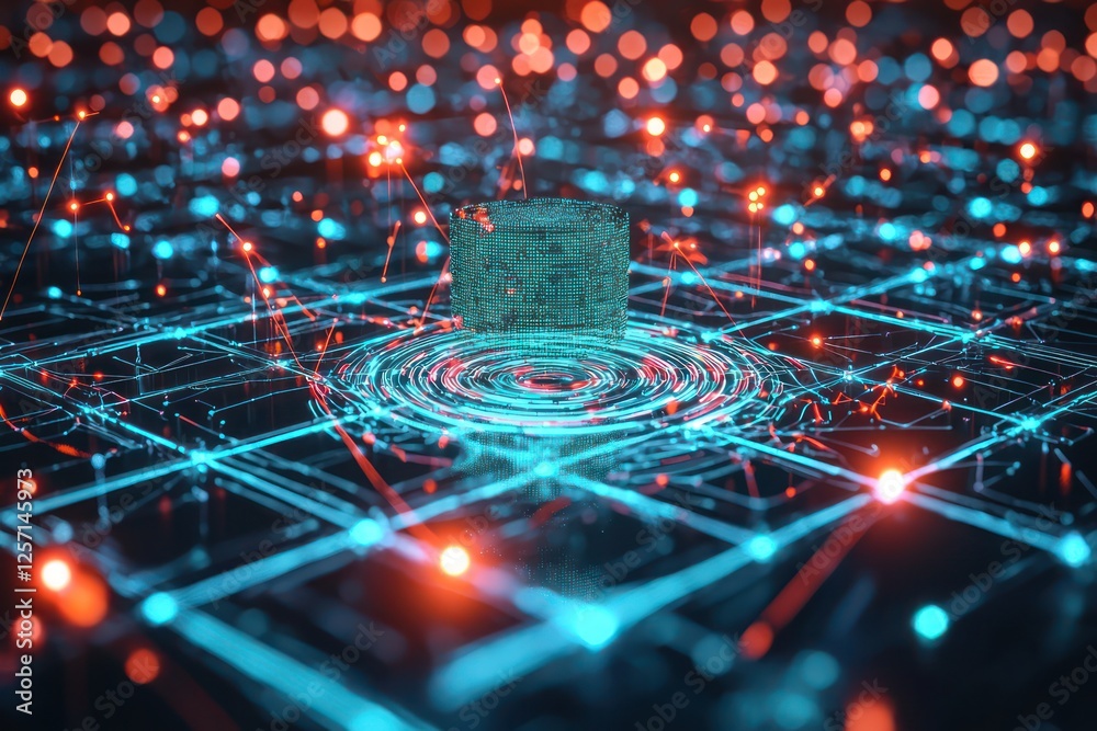 Poster intelligent system shaping self-evolving structured neural pathways, radiating deep ai learning.