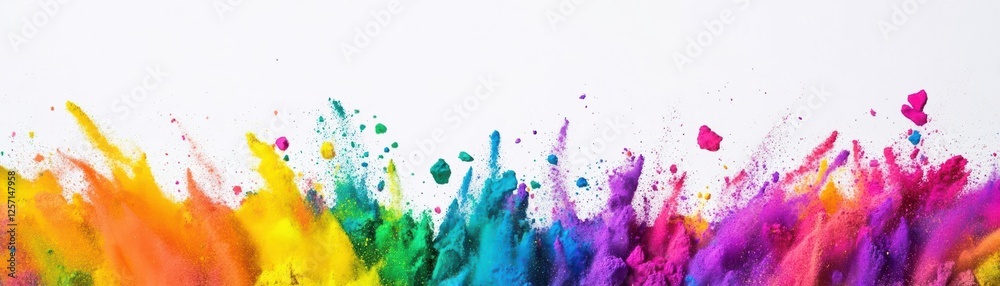Aufkleber Colorful paint splashes creating an abstract design on a white background for creative projects
