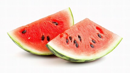 Fresh and Juicy Watermelon Slices Isolated on White Background