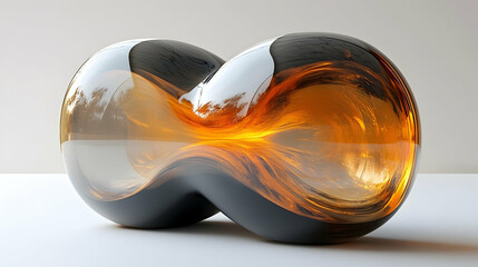 Obraz premium 3D Render Abstract Background Golden Orange Swirls Infinity Loop
