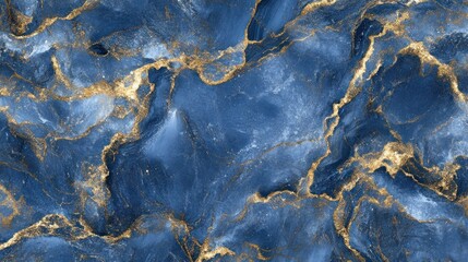 Fototapeta premium Dark blue marble background with intricate gold veining patterns