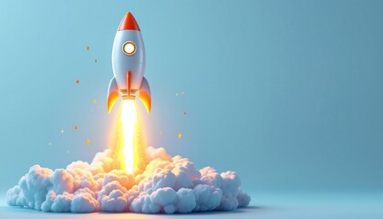 Rocket Launch Startup Success:  Business Growth and Innovation Concept
