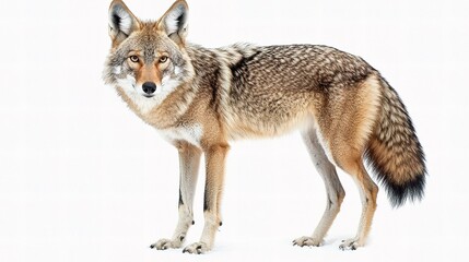 Obraz premium Coyote Prowling in a Snowy Landscape Under Isolation