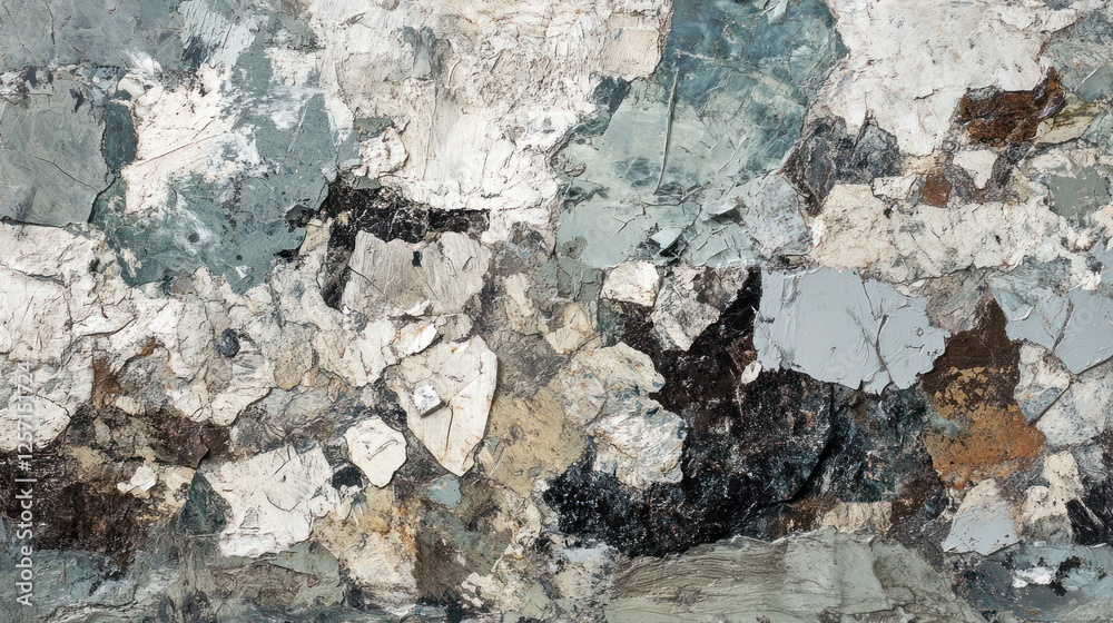 Poster Abstract mineral texture with overlapping shapes and earthy colors