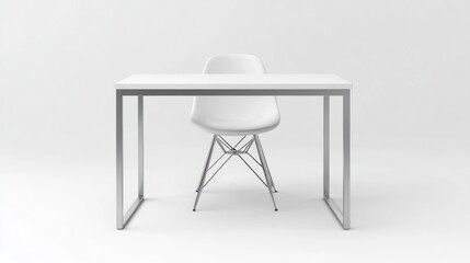 Minimalist white desk chair studio setup
