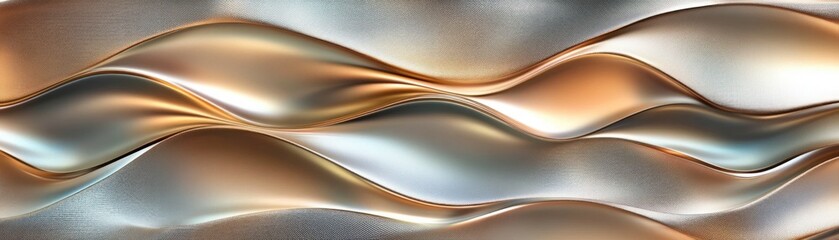 Abstract waves of gold and silver metal undulate gracefully