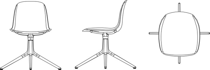 silhouette vector sketch illustration of office work chair detail design with modern design