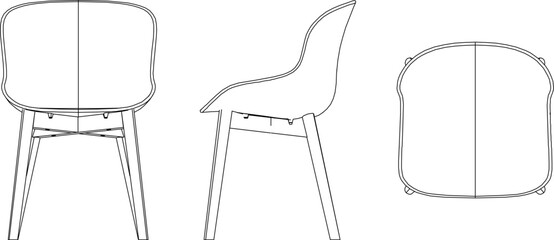 silhouette vector sketch illustration of modern dining chair detail design for relaxing in cafe and restaurant and bar