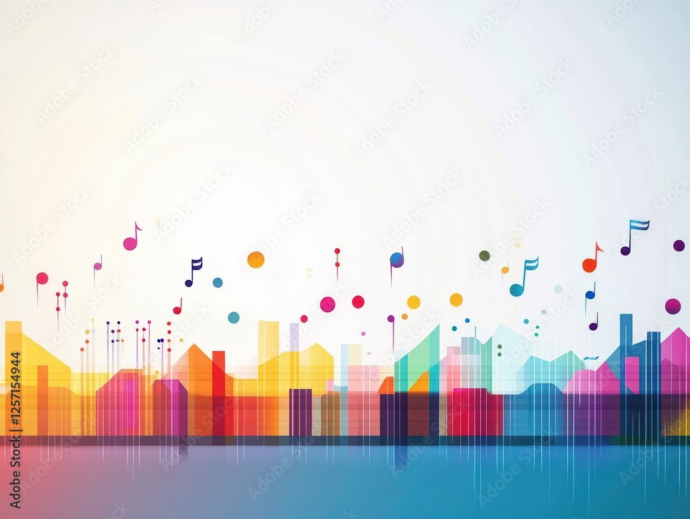 Aufkleber colorful abstract background with musical notes and vibrant colors for creative projects and design
