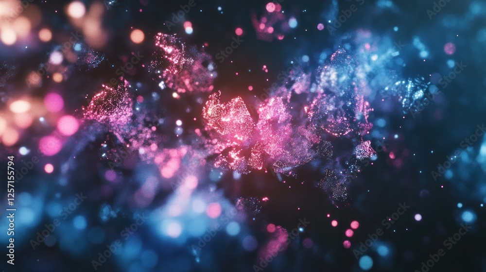 Poster Abstract glowing particles create an ethereal nebula like cloudscape