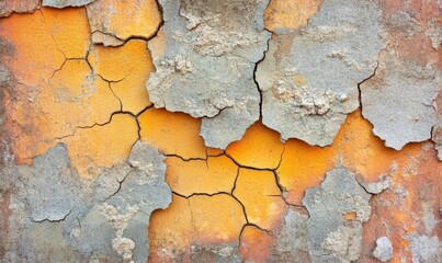 Cracked, peeling paint on weathered wall, texture background