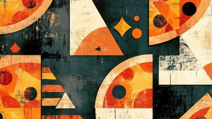 Abstract pizza slices geometric pattern.