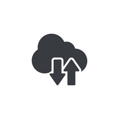 Cloud with data flow arrows vector icon