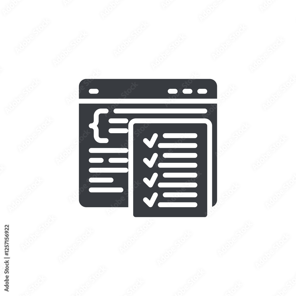 Poster a checklist next to a code window vector icon