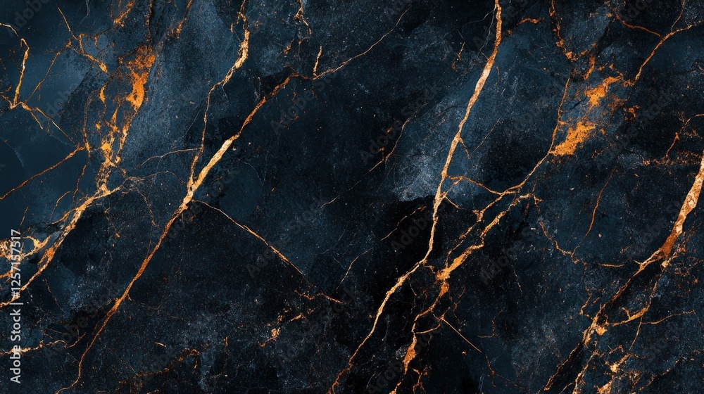 Poster Dark marble texture with golden veins creates elegant pattern