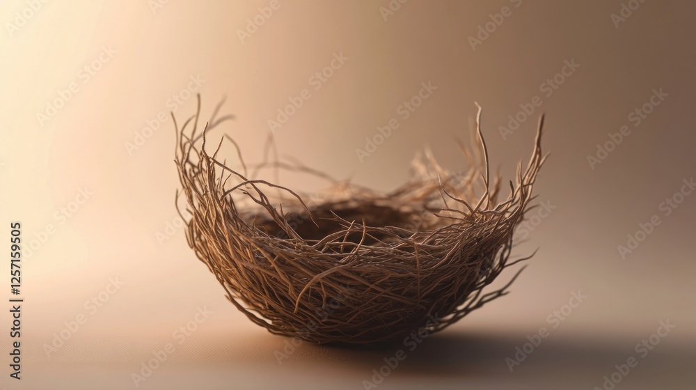 Wall mural Empty bird's nest, natural light, studio shot.  Possible use Nature photography, educational resource for children