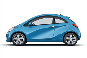 Compact blue car parked on a white background showcasing a sleek design and modern features for urban driving