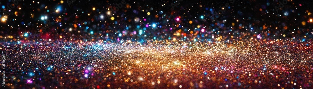 Poster a myriad of colorful bokeh lights suspended in dark space