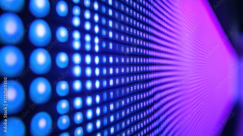 Poster abstract display of luminous dots and illuminated geometric patterns