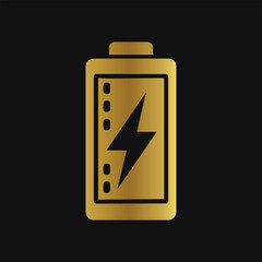 Golden Battery Vector for Energy and Electronics Branding
