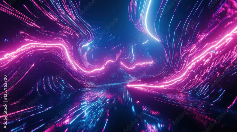 Aufkleber neon light streams create an abstract flowing river scene