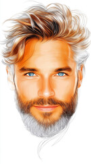 stylish portrait of a handsome man with beard and blue eyes
