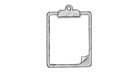 Hand-Drawn Clipboard Illustration with Paper Sheet and Rolled Corner